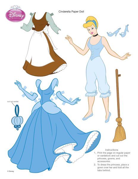 Бумажные куклы принцессы Диснея Золушка