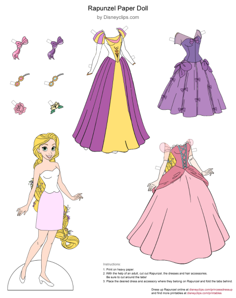 Бумажные куклы принцессы Диснея Рапунцель