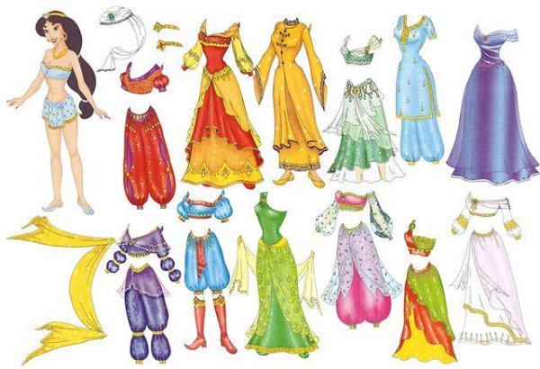 Бумажные куклы с одеждой принцессы