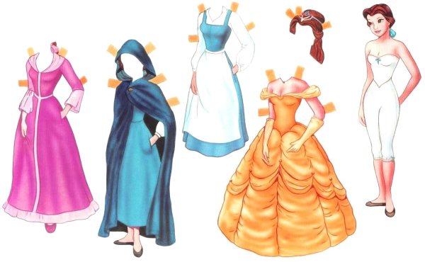 Бумажные куклы принцессы Диснея Белль