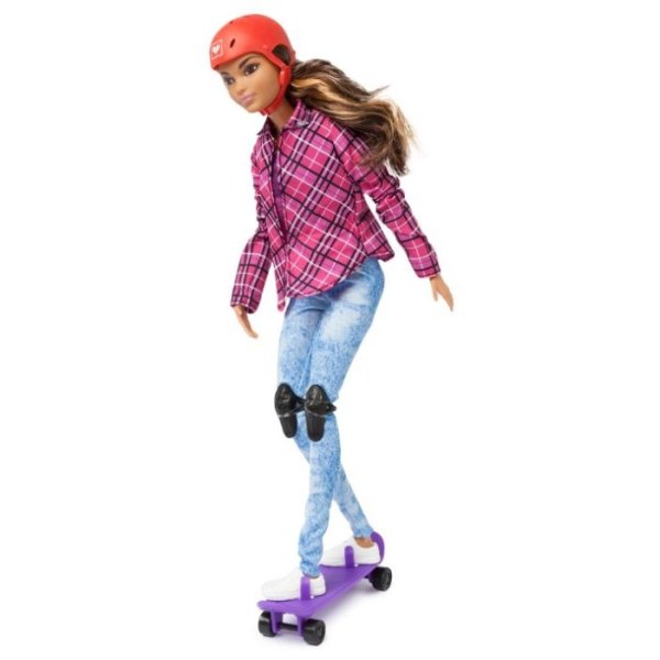 Кукла Barbie безграничные движения скейтбордистка, 29 см, dvf70