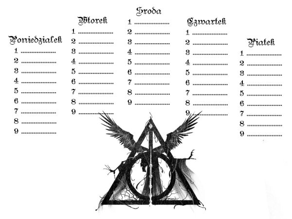 Расписание уроков в стиле Гарри Поттера