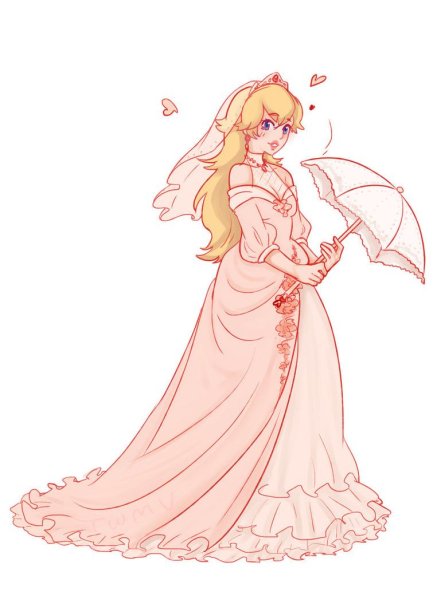 Принцессы из Марио в свадебных платьях