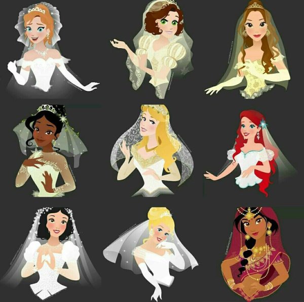 Принцессы нарисованы в разных стилях