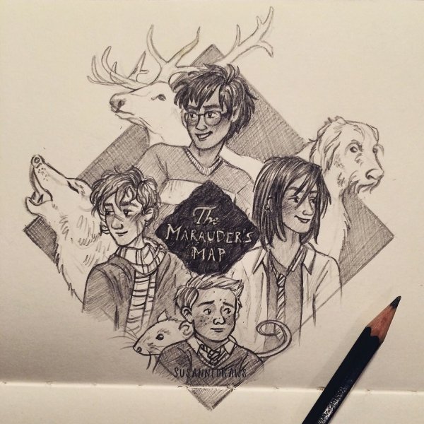 Мародеры Гарри Поттер рисунок карандашом