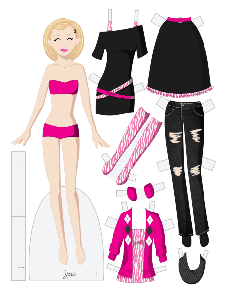 Кукла Барби с одеждой для вырезания