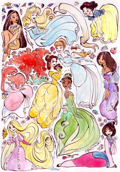 Арты цветные принцессы диснея (50 фото)
