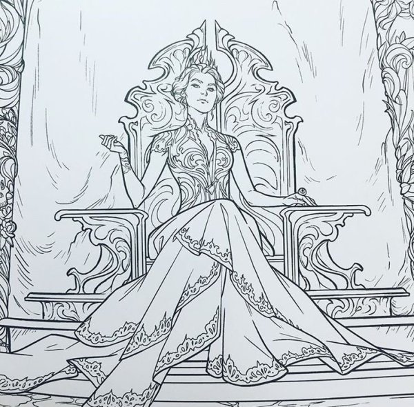 Принцесса на троне раскраска