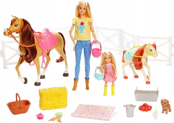 Набор кукол Barbie Барби, Челси и любимые лошадки, fxh15
