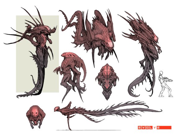 Evolve монстры концепт арт