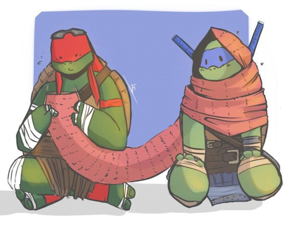 TMNT 2012 арт Лео и РАФ