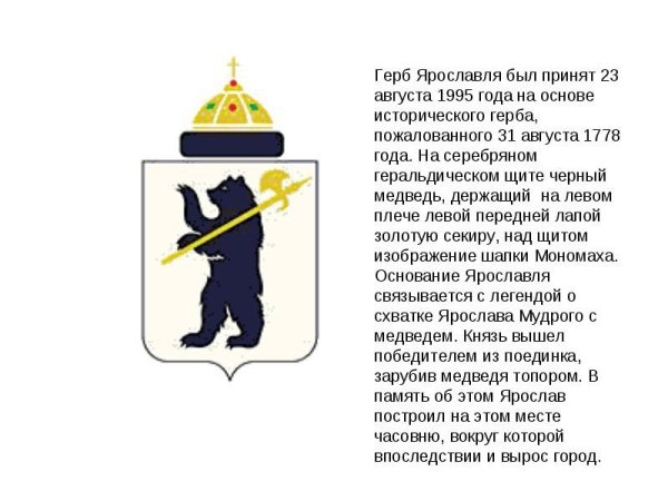 Герб города Ярославль описание для детей