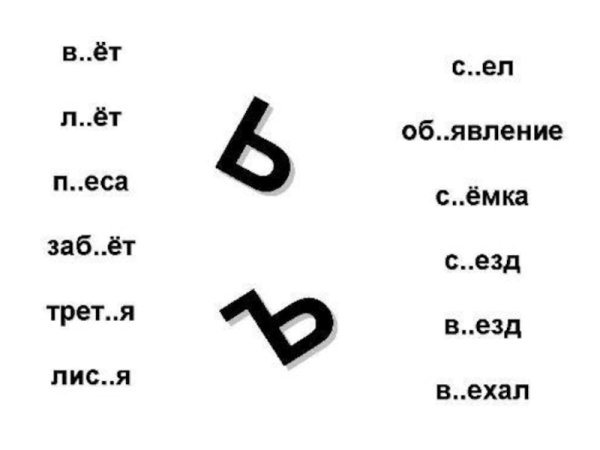 Разделительный твердый знак 1 класс задания