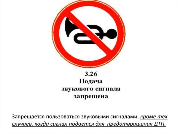 Дорожный знак подача звукового сигнала запрещена