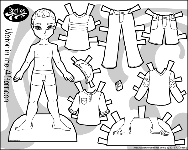 Раскраска Бумажная кукла мальчик и девочка
