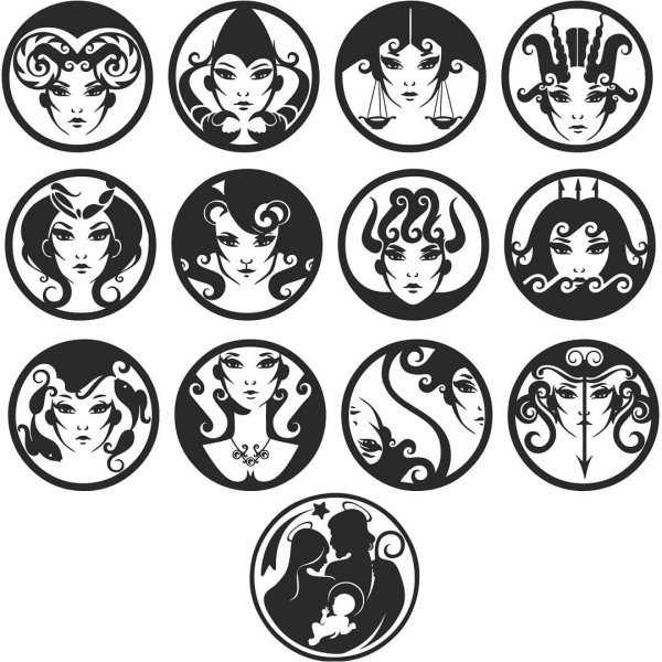Трафареты знаки зодиака женщина (46 фото)