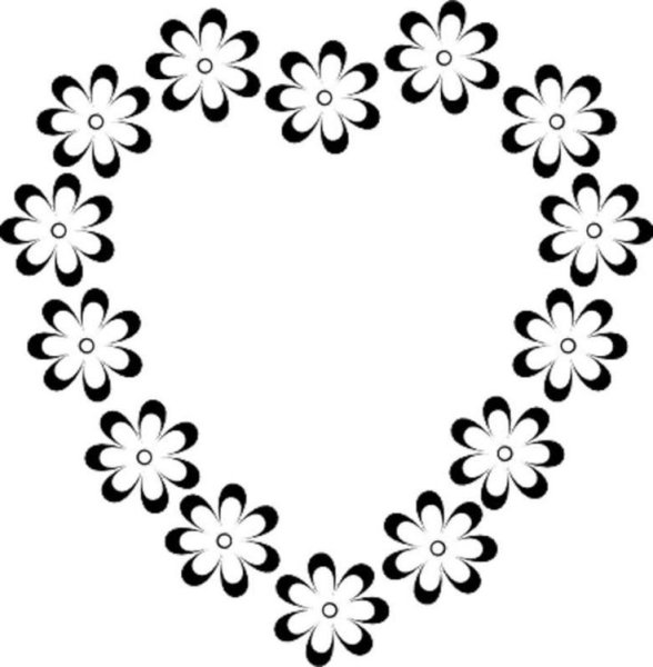 Сердце из цветов раскраска