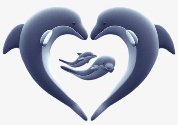 Трафареты дельфинов в форме сердца (44 фото)