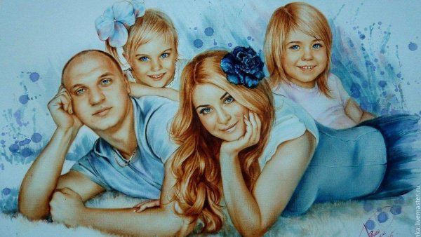 Несколько портретов на холсте