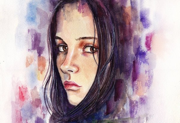 Анджелина Джоли портрет акварелью