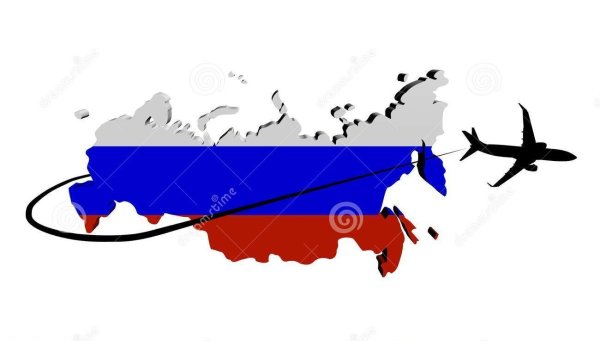 Карта России с самолетом
