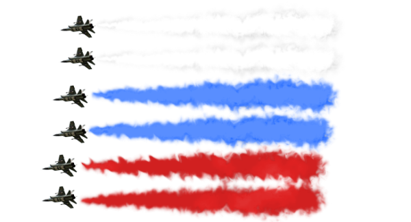 Самолет с российским флагом