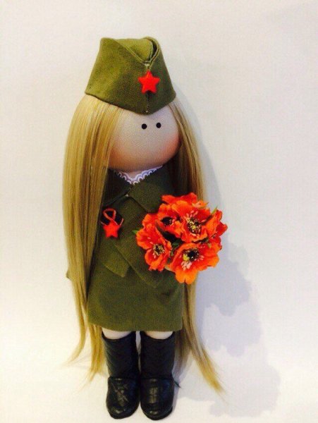 Кукла текстильная Военная