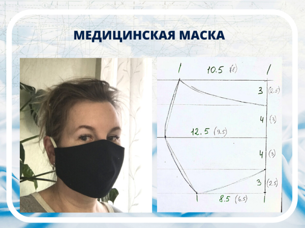 Маска защитная многоразовая выкройка с размерами