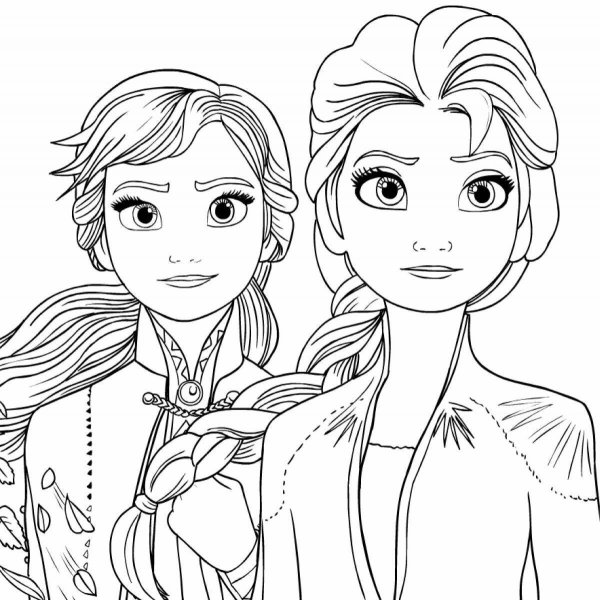 Раскраска принцессы Дисней Эльза и Анна