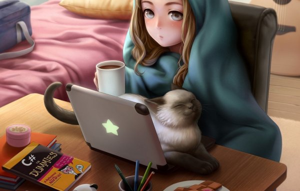 Аниме девочки котики