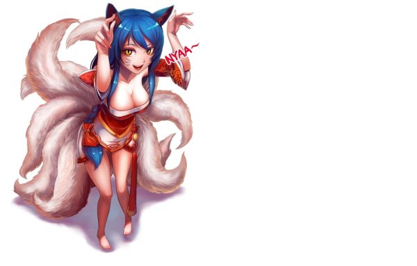 League of Legends, фэнтези, существа, девушка, уши, хвосты, Ahri, League, of, Legends