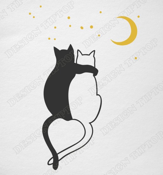 Силуэт двух кошек
