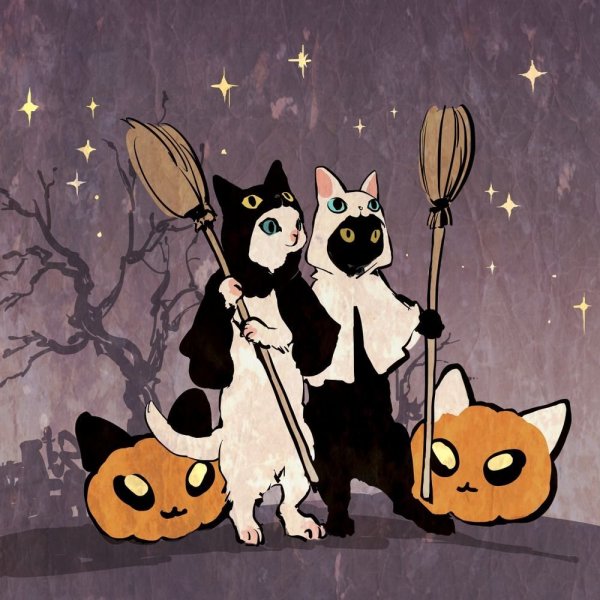 Кот Хэллоуин арт