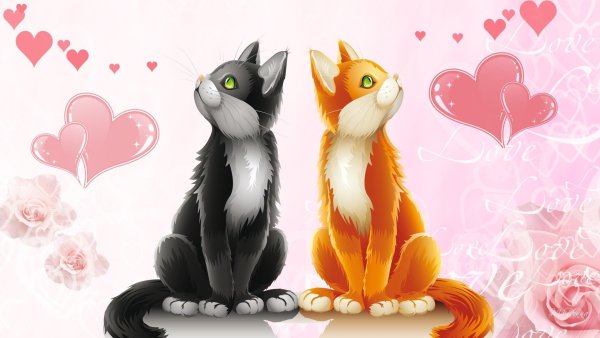 Две кошки мультяшные
