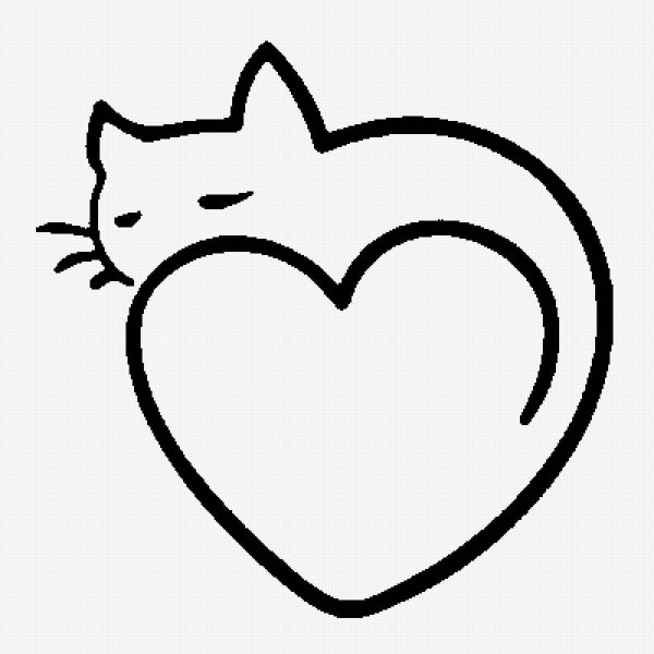 Раскраска котик с сердечком