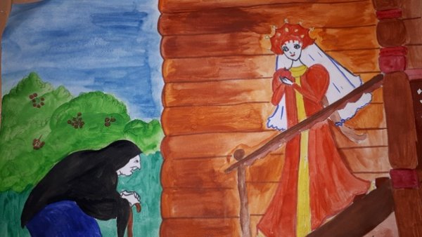 Иллюстрация к сказке о мертвой царевне и семи богатырях