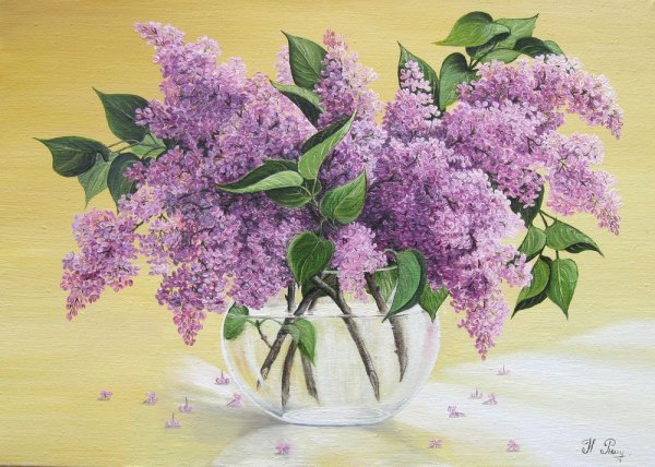 Букет сирени нарисованн