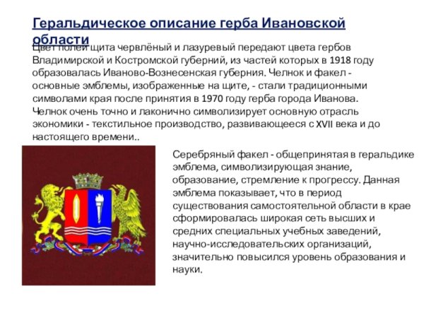 Герб Иваново и Ивановской области