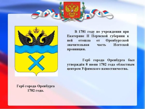 Герб города Оренбурга описание для детей