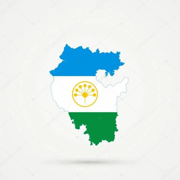 Карта Башкортостана с флагом