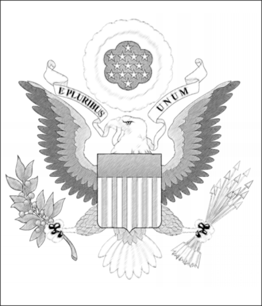 Герб США черно белый