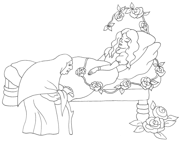 Сказка о мёртвой царевне и семи богатырях раскраска для детей