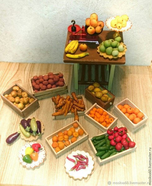 Миниатюрные продукты для кукол