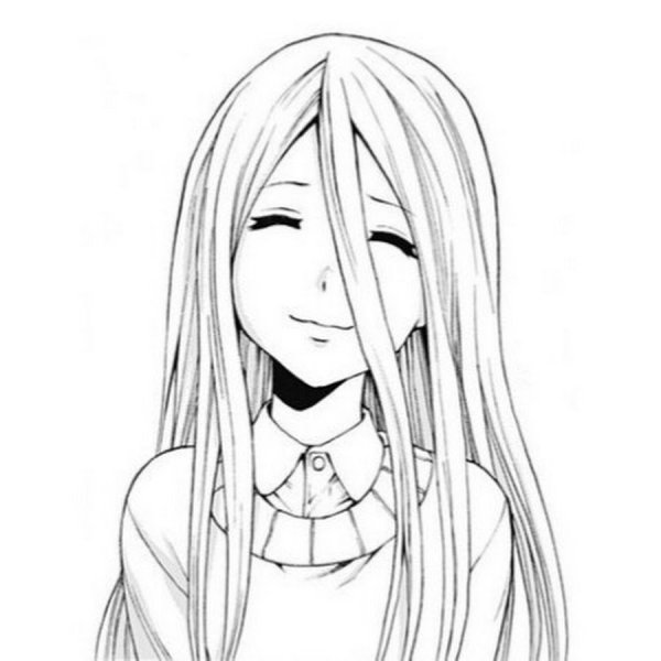 Раскраски аниме девушек с длинными волосами