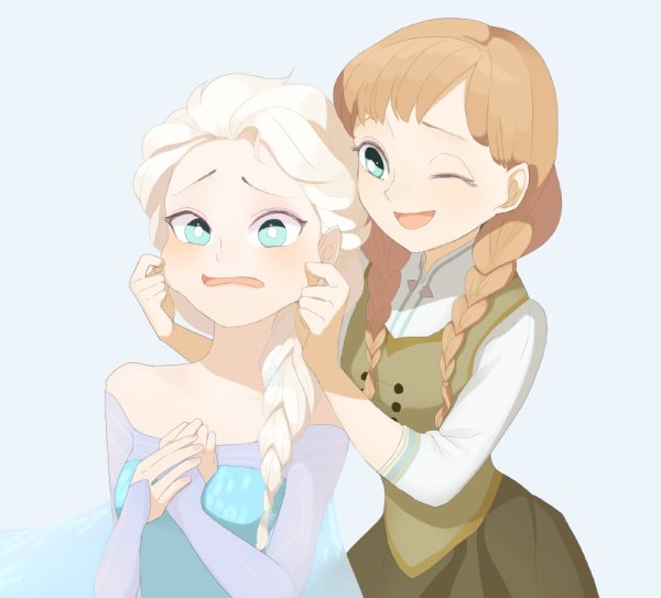 Анна и Эльза аниме в детстве