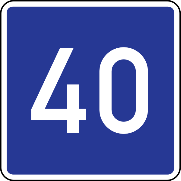 Знак Рекомендуемая скорость 40