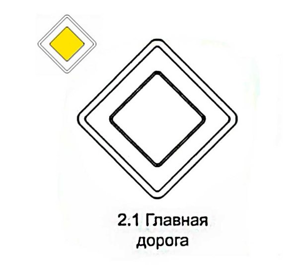 Дорожный знак Главная дорога раскраска