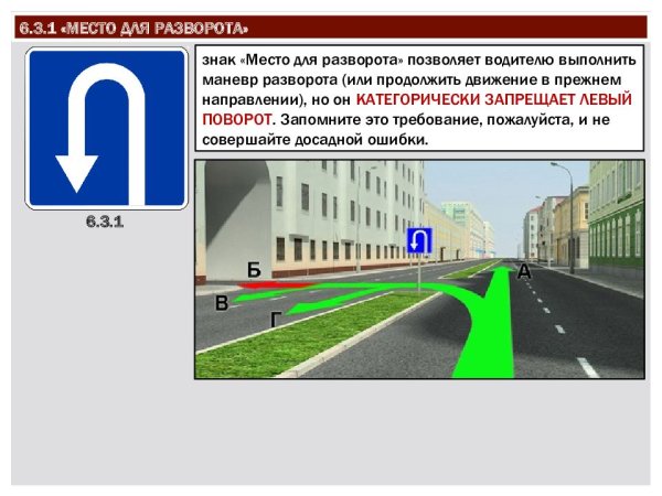 Знак 6.3.1 поворот налево