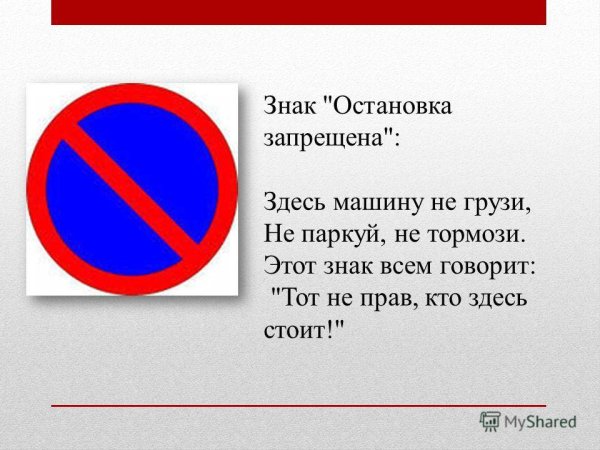 Знак остановка и стоянка запрещена