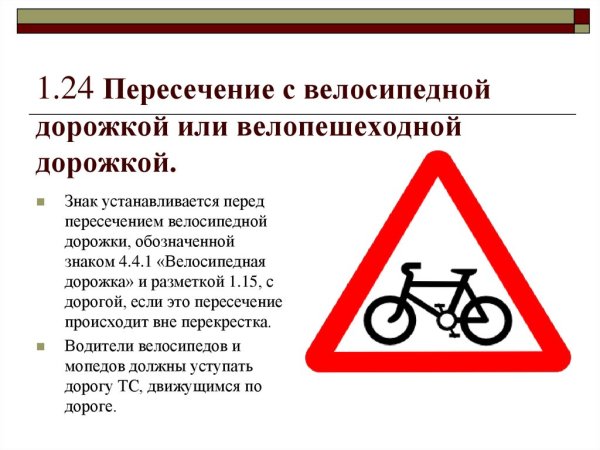1.24 Пересечение с велосипедной дорожкой